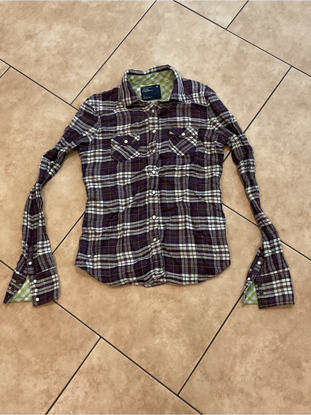 Plaid Button-Up Shirt - Y2K 100% Cotton